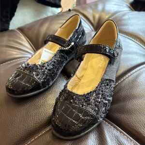 Naturino Black and Gray Girl Flats with Strap and Buckle